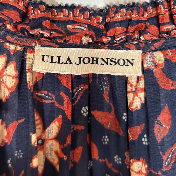 ULLA JOHNSON Linnea Ruffled Cotton Floral Midi Dress in Midnight SOLD - Picture 6 of 7